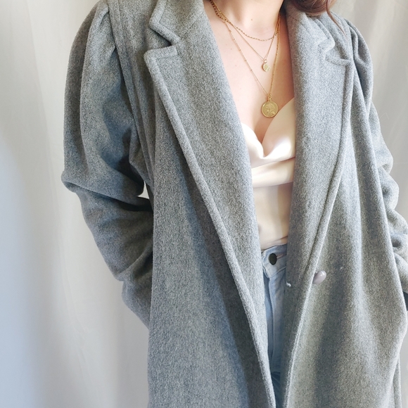 Jackets & Blazers - Made in the usa grey oversize wool blend trench